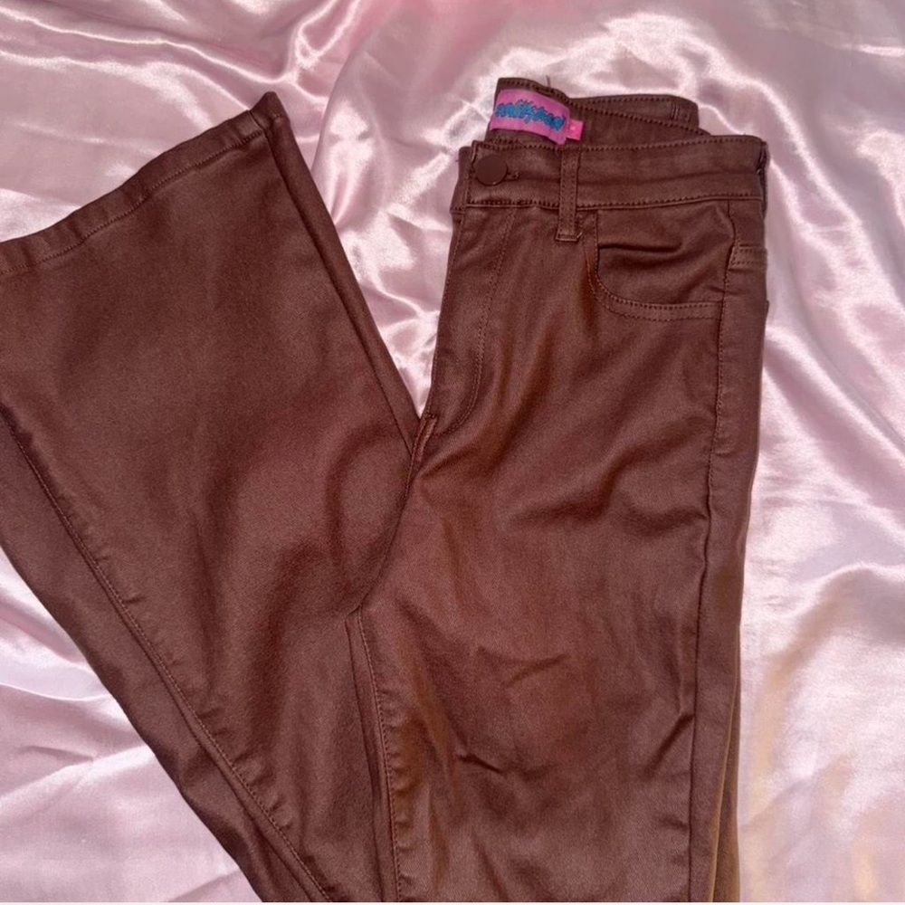 Edikted Brown “leather” flared pants